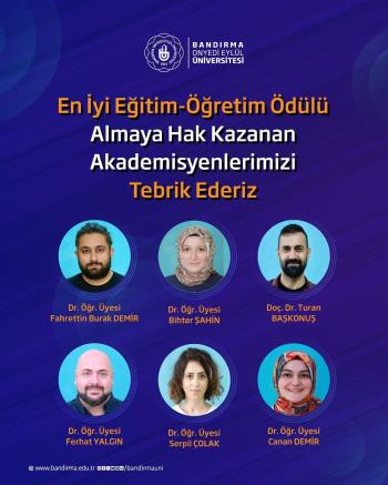 BANÜ En İyi Eğitim-Öğretim Ödülleri Sahiplerini Buldu